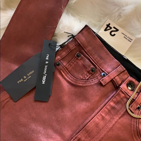 Rag & Bone Tech Metallic Jeans Metallic Women’s Size 24 NWT $250 - Picture 5 of 8